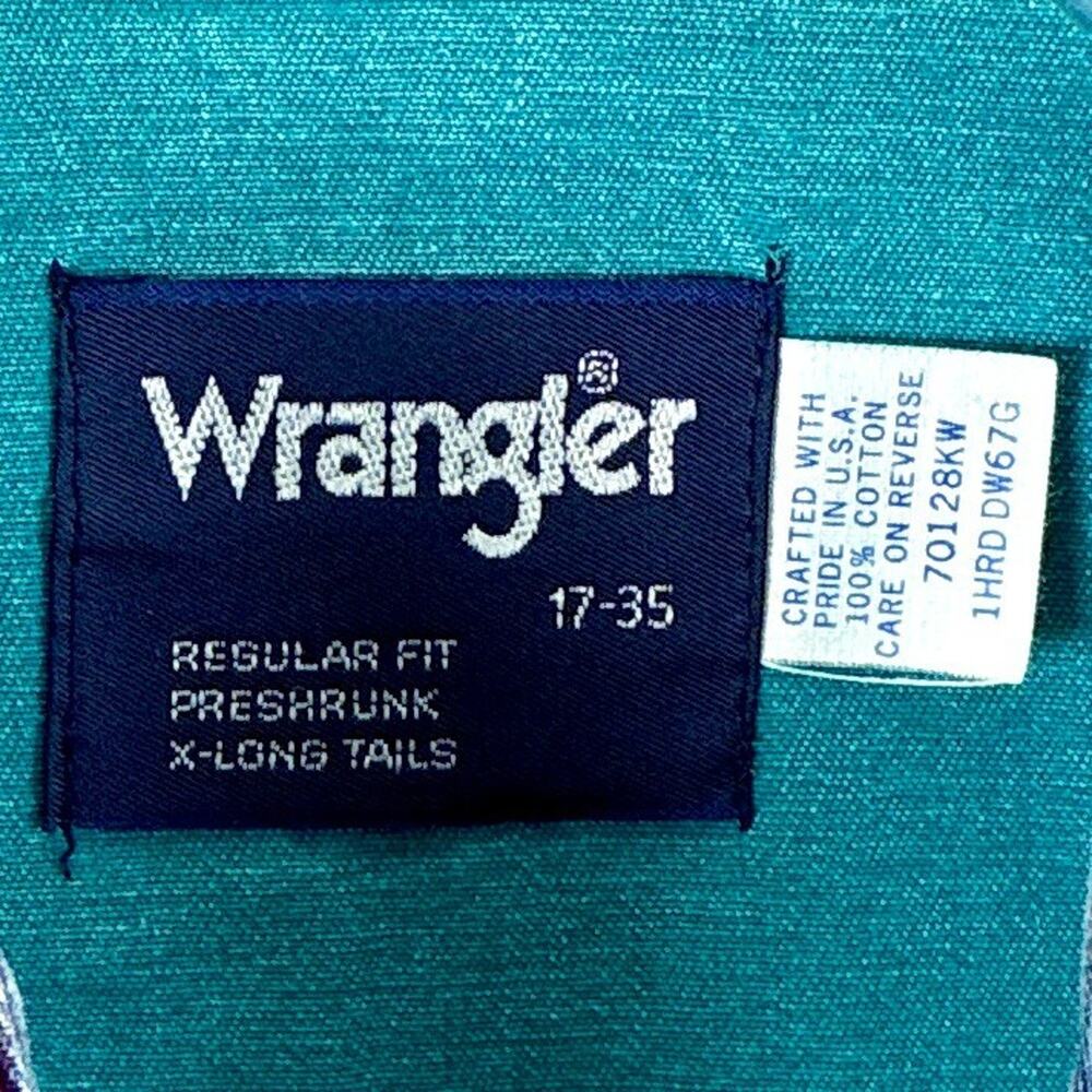 VTG Wrangler Brushpopper Shirt Men XL 17-35 Blue Pink Green Striped Cowboy USA - Picture 10 of 13